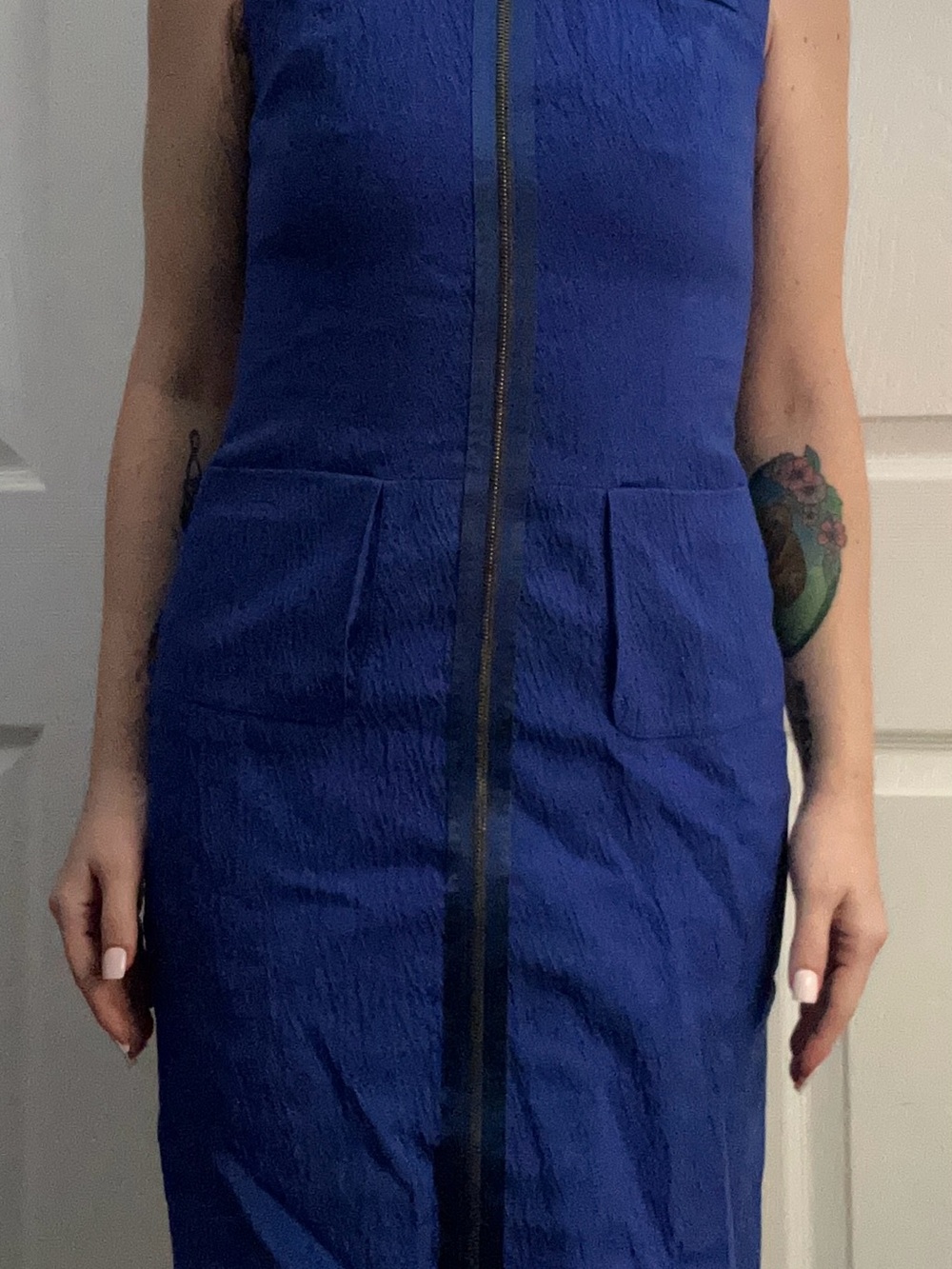 Escada Royal Blue Zip-Front Shift Dress